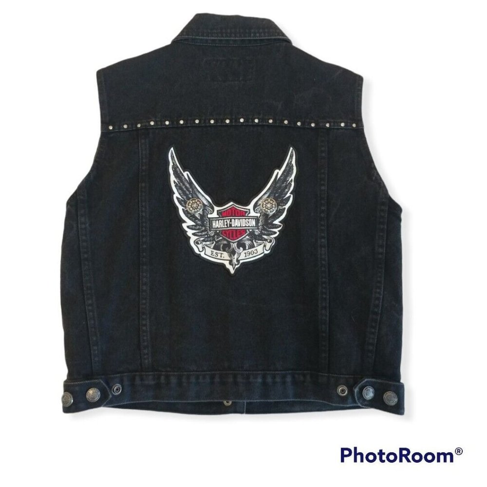 Women's Medium M Harley-Davidson Denim Vest Studded